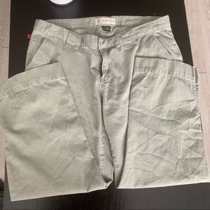 Olive green wide leg cropped pants